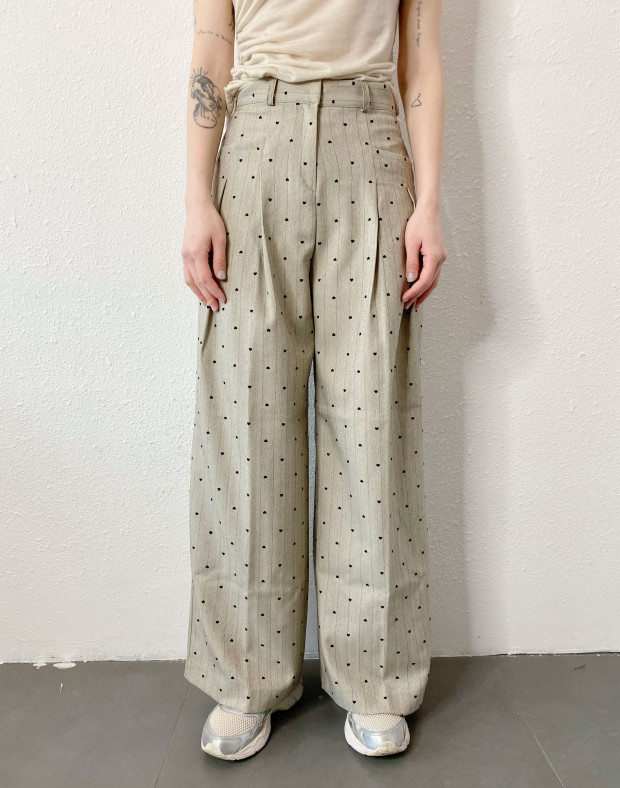 Heart Print Herringbone Slack #250332